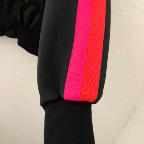 PAM & GELA Aviator Track Colorblock Striped Sleeve Bomber Jacket - Picture 11 of 13